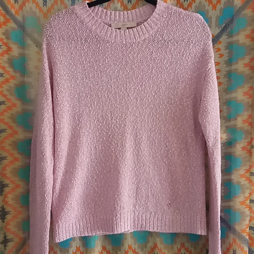 LOFT Women's Light Purple Crew Neck Sweater